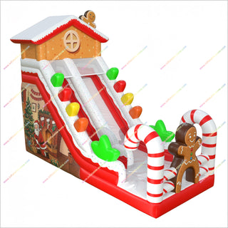 Best Christmas Decorations Inflatable Slide Business Gingerbread And Candy Canes Inflatable Blow Up Slide For Backyard