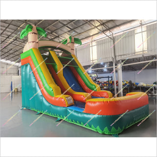 Indoor Palm Trees Inflatable Slide Into Pool Rental Tropical Bounce House Water Slide For Party Business