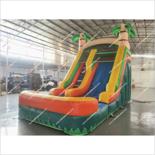 Indoor Palm Trees Inflatable Slide Into Pool Rental Tropical Bounce House Water Slide For Party Business