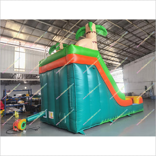 Indoor Palm Trees Inflatable Slide Into Pool Rental Tropical Bounce House Water Slide For Party Business