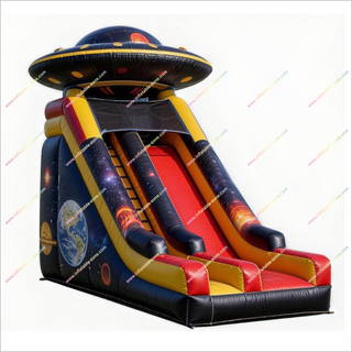 UFO Spaceship Inflatable Slide Purchase Large Commercial Bounce House Jumper With Slide For Sale