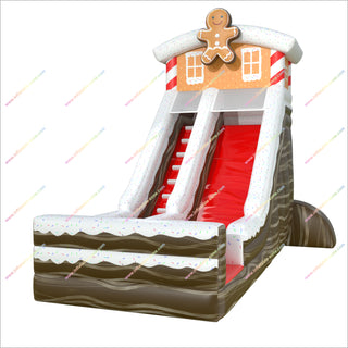 Gingerbread Man House Inflatable Slide Sale Outdoor Christmas Party Dry Inflatable Slides For Rent