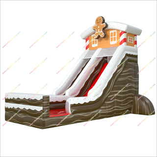 Gingerbread Man House Inflatable Slide Sale Outdoor Christmas Party Dry Inflatable Slides For Rent