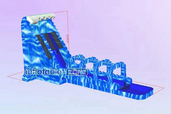 Inflatable-Zone Design Long Inflatable Wave 2 Lanes Water Slide Commercial Inflatable Slip And Slide Into Splash Pool
