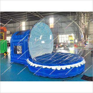Human-Sized Inflatable Snow Globe Near Me Blue Tunnel Winter Holiday Christmas Snow Globe Hire