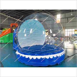 Human-Sized Inflatable Snow Globe Near Me Blue Tunnel Winter Holiday Christmas Snow Globe Hire