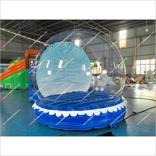 Human-Sized Inflatable Snow Globe Near Me Blue Tunnel Winter Holiday Christmas Snow Globe Hire