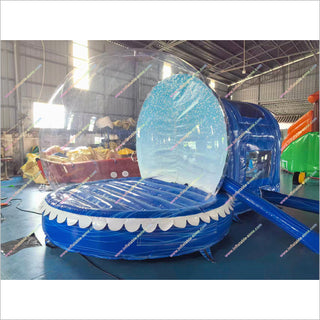 Human-Sized Inflatable Snow Globe Near Me Blue Tunnel Winter Holiday Christmas Snow Globe Hire