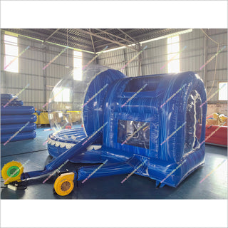 Human-Sized Inflatable Snow Globe Near Me Blue Tunnel Winter Holiday Christmas Snow Globe Hire