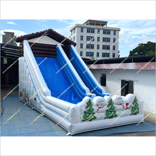Winter-Themed Inflatable Snow Slide Party Play Centre Snowmen And Christmas Trees Giant Blow Up Slide Rental