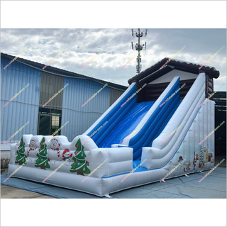 Winter-Themed Inflatable Snow Slide Party Play Centre Snowmen And Christmas Trees Giant Blow Up Slide Rental