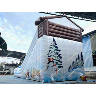 Winter-Themed Inflatable Snow Slide Party Play Centre Snowmen And Christmas Trees Giant Blow Up Slide Rental