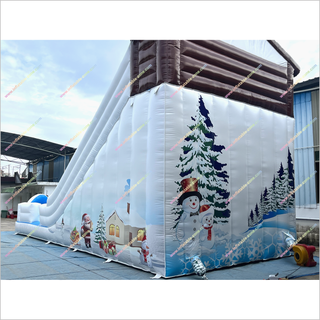 Winter-Themed Inflatable Snow Slide Party Play Centre Snowmen And Christmas Trees Giant Blow Up Slide Rental