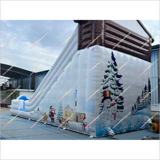 Winter-Themed Inflatable Snow Slide Party Play Centre Snowmen And Christmas Trees Giant Blow Up Slide Rental