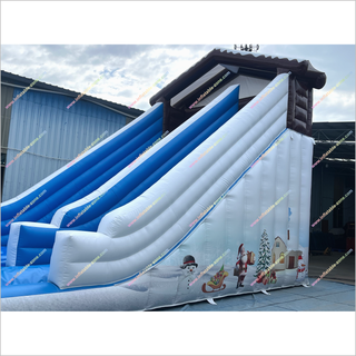 Winter-Themed Inflatable Snow Slide Party Play Centre Snowmen And Christmas Trees Giant Blow Up Slide Rental