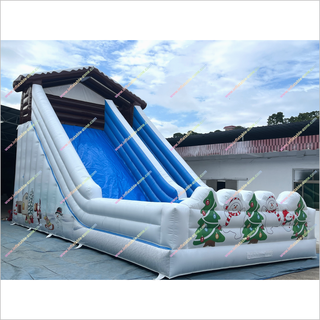 Winter-Themed Inflatable Snow Slide Party Play Centre Snowmen And Christmas Trees Giant Blow Up Slide Rental