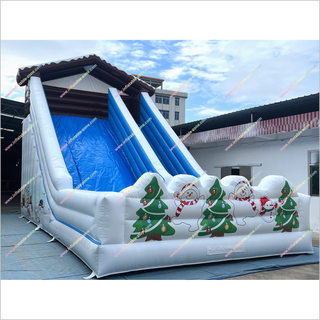 Winter-Themed Inflatable Snow Slide Party Play Centre Snowmen And Christmas Trees Giant Blow Up Slide Rental