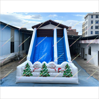 Winter-Themed Inflatable Snow Slide Party Play Centre Snowmen And Christmas Trees Giant Blow Up Slide Rental