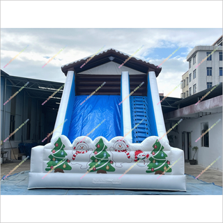 Winter-Themed Inflatable Snow Slide Party Play Centre Snowmen And Christmas Trees Giant Blow Up Slide Rental