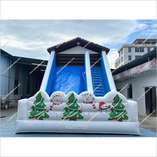 Winter-Themed Inflatable Snow Slide Party Play Centre Snowmen And Christmas Trees Giant Blow Up Slide Rental