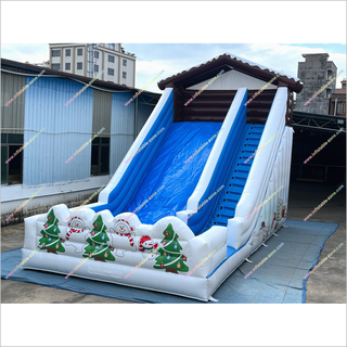 Winter-Themed Inflatable Snow Slide Party Play Centre Snowmen And Christmas Trees Giant Blow Up Slide Rental