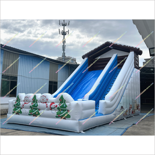 Winter-Themed Inflatable Snow Slide Party Play Centre Snowmen And Christmas Trees Giant Blow Up Slide Rental