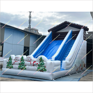 Winter-Themed Inflatable Snow Slide Party Play Centre Snowmen And Christmas Trees Giant Blow Up Slide Rental