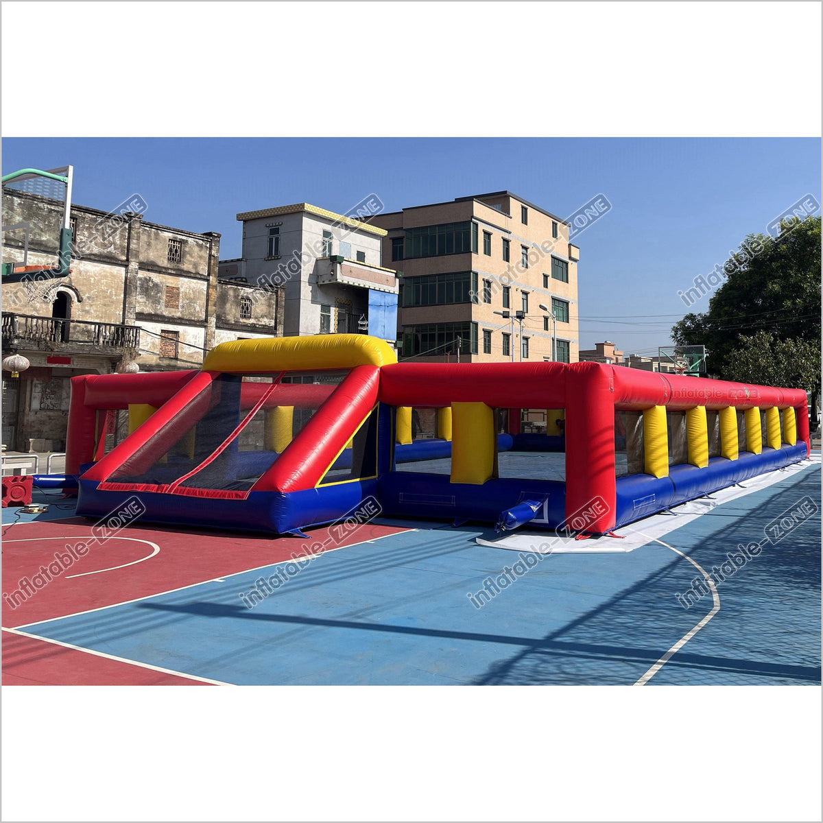 Giant Inflatable Soccer Field Bounce Round Inflatable Football Fun Spo