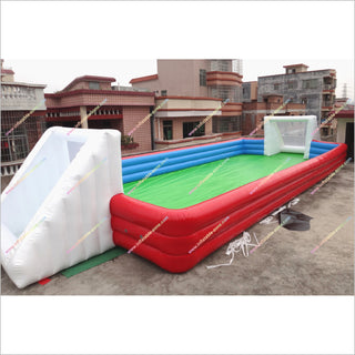 Inflatable Soccer Pitch Blow Up Football Field Outdoor Group Games Inflatable Water Soccer Field For Rent