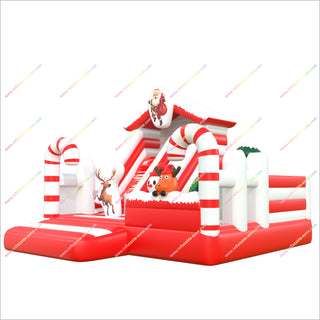 Inflatable Structure Bounce House Slide Combo Christmas Party Themes Inflatable Jumping Castle With Slide