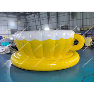 Yellow And White Inflatable Teacup Pool Real Water Play Area Near Me Teacup Inflatable Pool For Adults