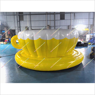 Yellow And White Inflatable Teacup Pool Real Water Play Area Near Me Teacup Inflatable Pool For Adults