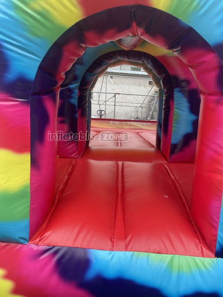 Inflatable Tie Dye Bounce House Slide Combo Jumping Castle For Kids Adults Outdoor Fun