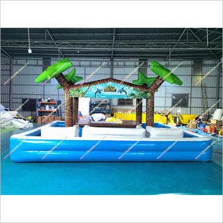 Yard Party Inflatable Tiki Bar Pool Lounge Seating And Palm Trees Swimming Pool Tiki Bar