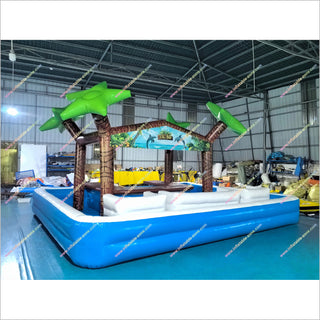 Yard Party Inflatable Tiki Bar Pool Lounge Seating And Palm Trees Swimming Pool Tiki Bar