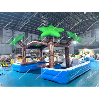 Yard Party Inflatable Tiki Bar Pool Lounge Seating And Palm Trees Swimming Pool Tiki Bar
