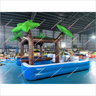 Yard Party Inflatable Tiki Bar Pool Lounge Seating And Palm Trees Swimming Pool Tiki Bar