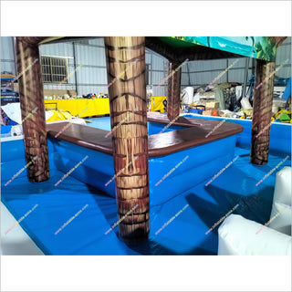 Yard Party Inflatable Tiki Bar Pool Lounge Seating And Palm Trees Swimming Pool Tiki Bar