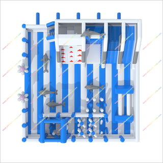 Large Commercial Inflatable Water Park Obstacle Course Inflatable Bouncy Castle With Slide For Sale