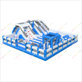 Large Commercial Inflatable Water Park Obstacle Course Inflatable Bouncy Castle With Slide For Sale