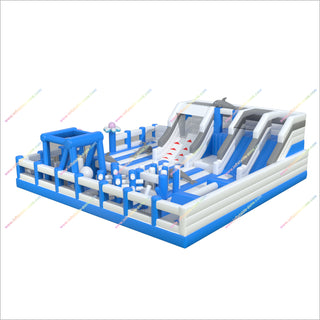 Large Commercial Inflatable Water Park Obstacle Course Inflatable Bouncy Castle With Slide For Sale