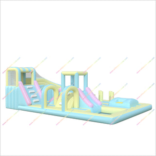 Inflatable Water Slide Park Bounce House Obstacle Course Activity Pool Inflatable Pastel Bouncy Castle Hire