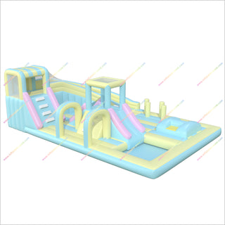 Inflatable Water Slide Park Bounce House Obstacle Course Activity Pool Inflatable Pastel Bouncy Castle Hire