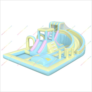 Inflatable Water Slide Park Bounce House Obstacle Course Activity Pool Inflatable Pastel Bouncy Castle Hire