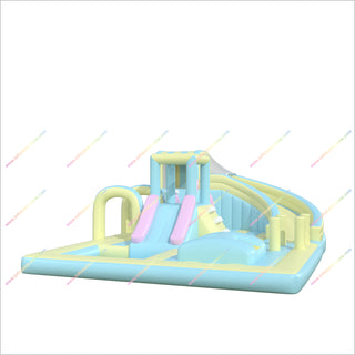 Inflatable Water Slide Park Bounce House Obstacle Course Activity Pool Inflatable Pastel Bouncy Castle Hire