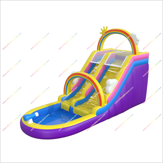 Rainbow Waterslide Splash Inflatable Pool Sunny And Fun Deluxe Inflatable Water Slide Swimming Pool For Outdoor