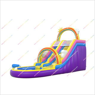 Rainbow Waterslide Splash Inflatable Pool Sunny And Fun Deluxe Inflatable Water Slide Swimming Pool For Outdoor