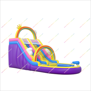 Rainbow Waterslide Splash Inflatable Pool Sunny And Fun Deluxe Inflatable Water Slide Swimming Pool For Outdoor