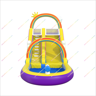 Rainbow Waterslide Splash Inflatable Pool Sunny And Fun Deluxe Inflatable Water Slide Swimming Pool For Outdoor