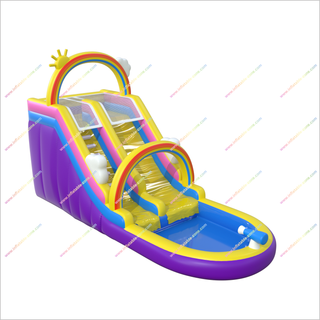 Rainbow Waterslide Splash Inflatable Pool Sunny And Fun Deluxe Inflatable Water Slide Swimming Pool For Outdoor
